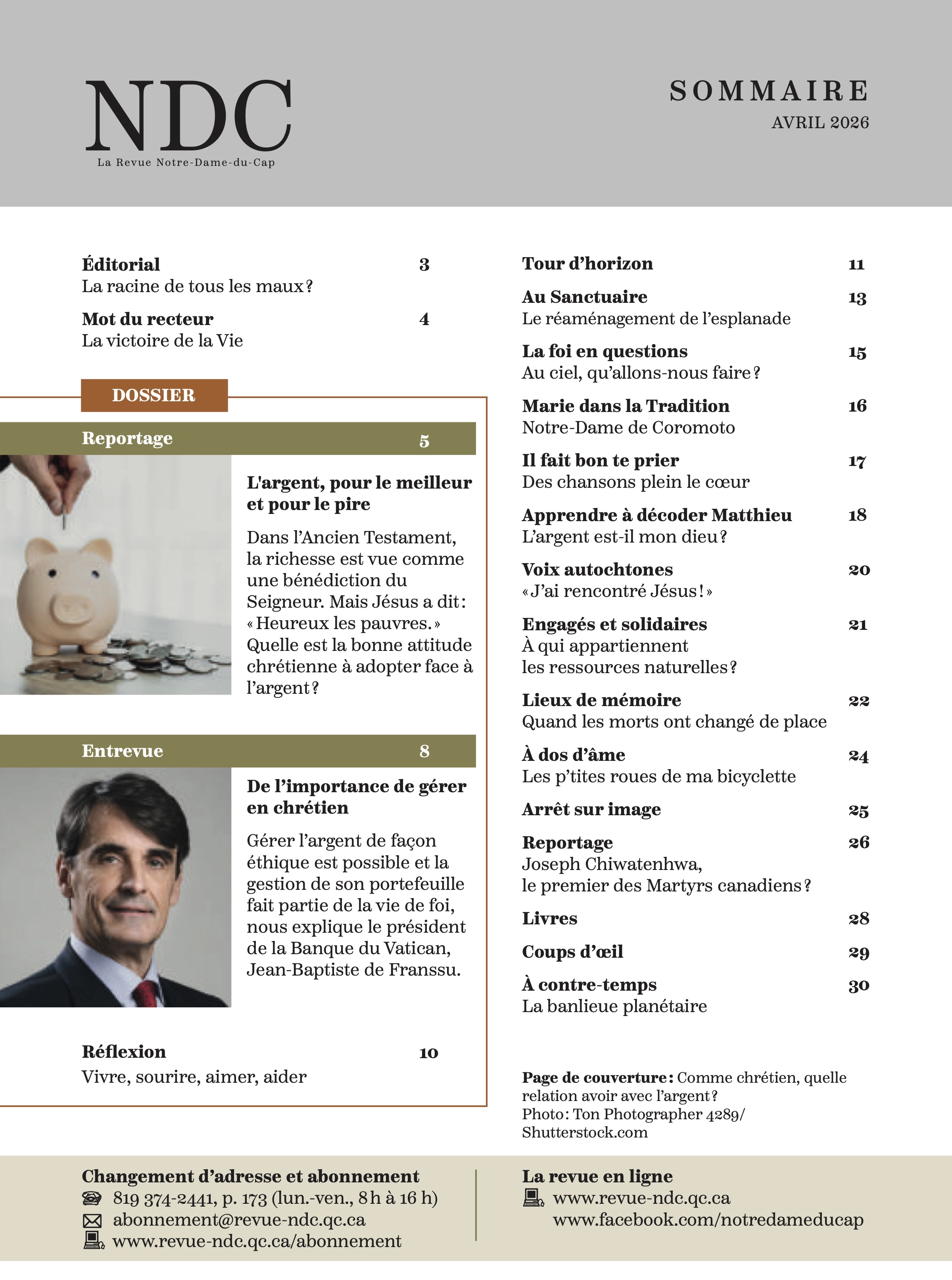 Sommaire de la Revue NDC d'avril 2026