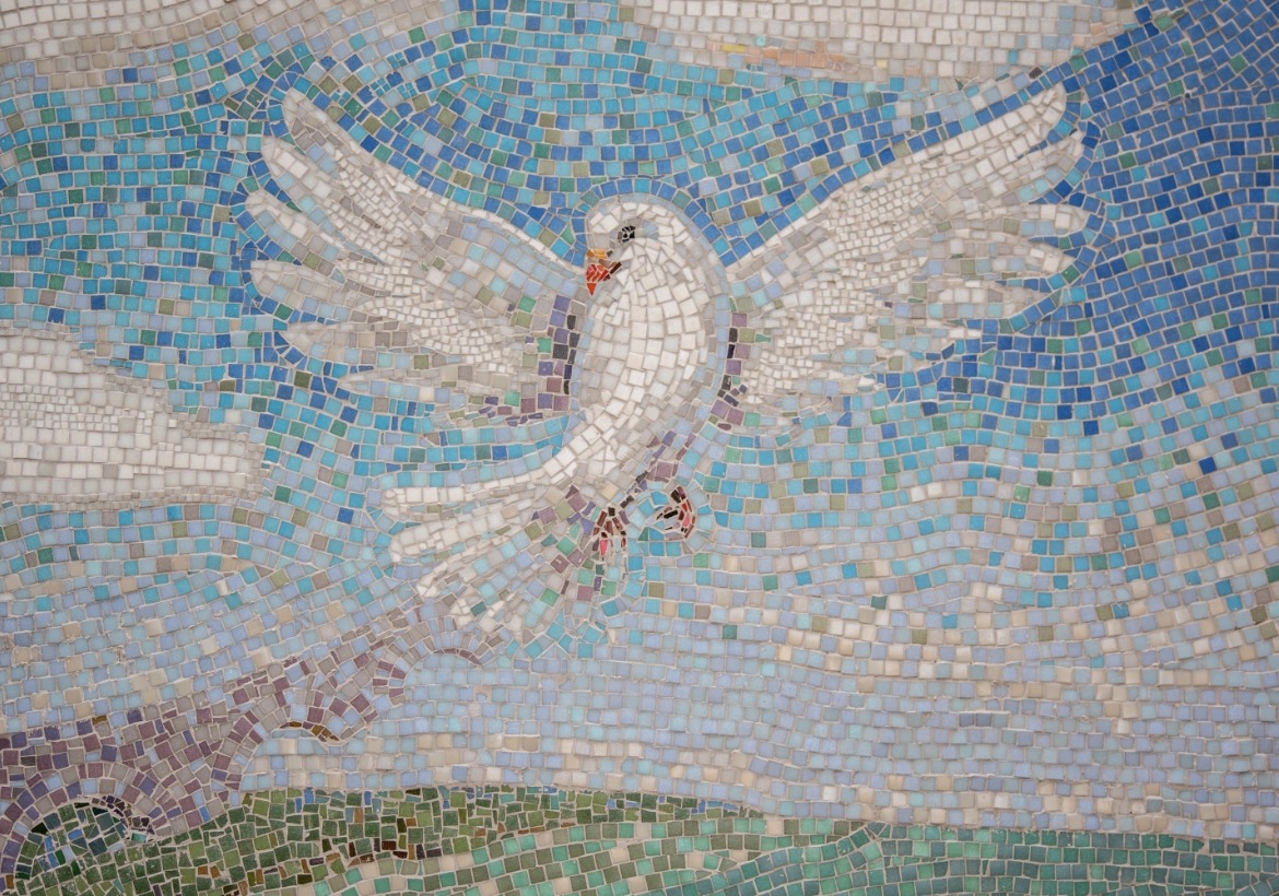 Mosaïque d'une colombe - symbole de paix